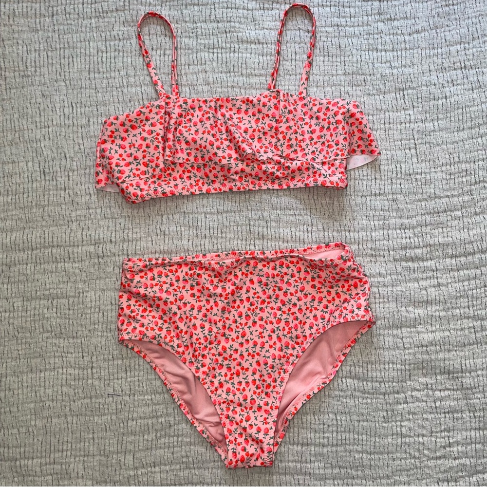GAP Swim Youth Girls 2 Piece Swimsuit Size XL 14 Strawberry Print Bikini EUC